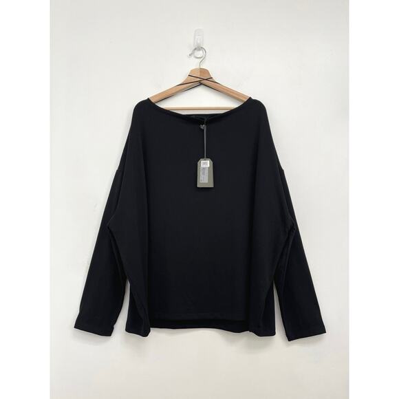 ALLSAINTS Rita Oversized Boat Neck Off-Shoulder Designer Long Sleeve Tee - Large - Picture 14 of 15